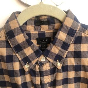 J Crew Flannel-print Oxford Shirt (M)